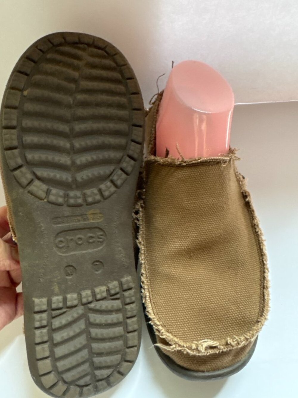 Crocs Santa Cruz Brown Canvas Slip On Loafers Comfort Shoes Men's 7